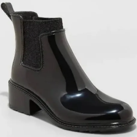 Camille Heeled Waterproof Rain Boots - A New Day Black