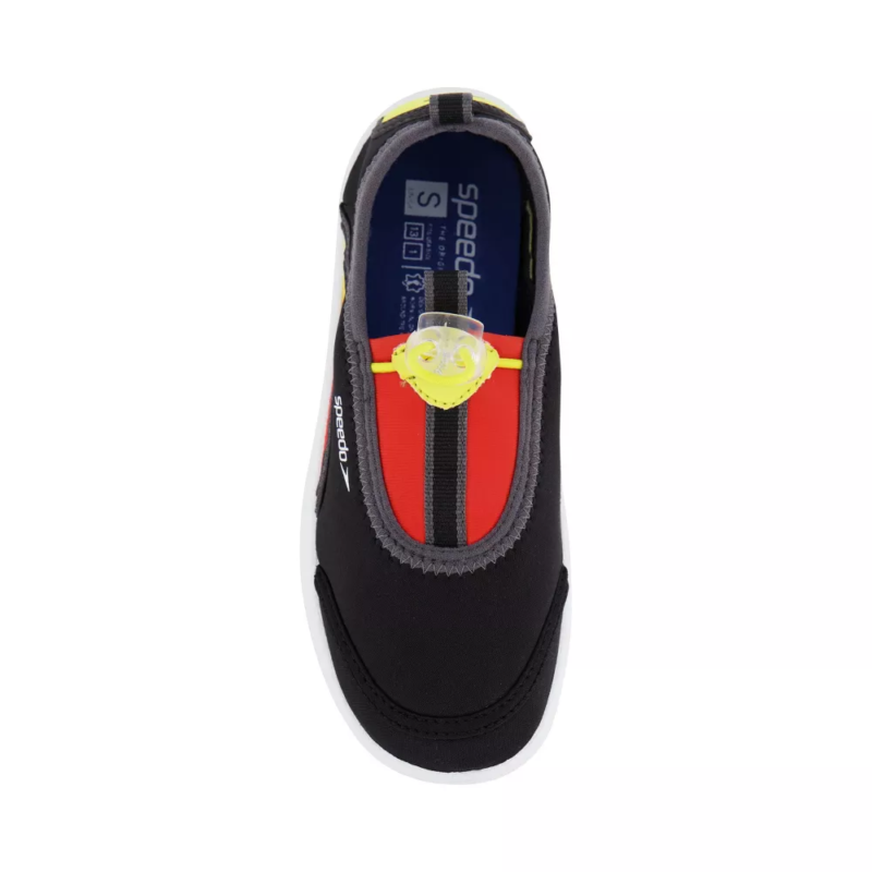 Speedo Boy's Junior Surfwalker Water Shoes - Black-Steel Gray W/Orange And Red - Size Medium (2-3)
